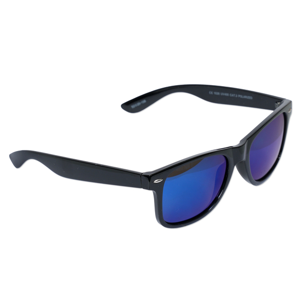 Black Frames/Blue Mirror Lens/UV 400 Sunglasses